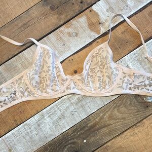 Free People Sheer Floral Lace Bra - Cream
